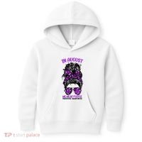 Overdose Awareness In August We Wear Purple Messy Bun Kids Hoodie thumb 0