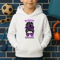 Overdose Awareness In August We Wear Purple Messy Bun Kids Hoodie thumb 2