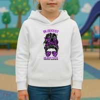 Overdose Awareness In August We Wear Purple Messy Bun Kids Hoodie thumb 3