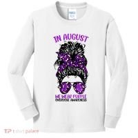 Overdose Awareness In August We Wear Purple Messy Bun Kids Long Sleeve Shirt thumb 0