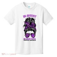 Overdose Awareness In August We Wear Purple Messy Bun Kids T-Shirt thumb 0