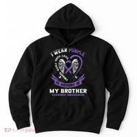 Overdose Awarenessc In Memory Of Brother Purple Ribbon Hoodie thumb 0