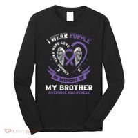 Overdose Awarenessc In Memory Of Brother Purple Ribbon Long Sleeve Shirt thumb 0