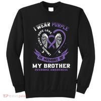 Overdose Awarenessc In Memory Of Brother Purple Ribbon Sweatshirt thumb 0