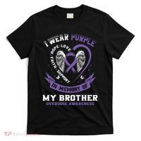 Overdose Awarenessc In Memory Of Brother Purple Ribbon T-Shirt thumb 0