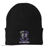 Overdose Awarenessc In Memory Of Brother Purple Ribbon Beanie thumb 0