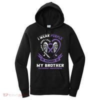Overdose Awarenessc In Memory Of Brother Purple Ribbon Women's Hoodie thumb 0