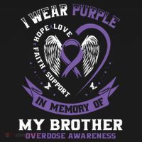 Overdose Awarenessc In Memory Of Brother Purple Ribbon Women's Hoodie thumb 2