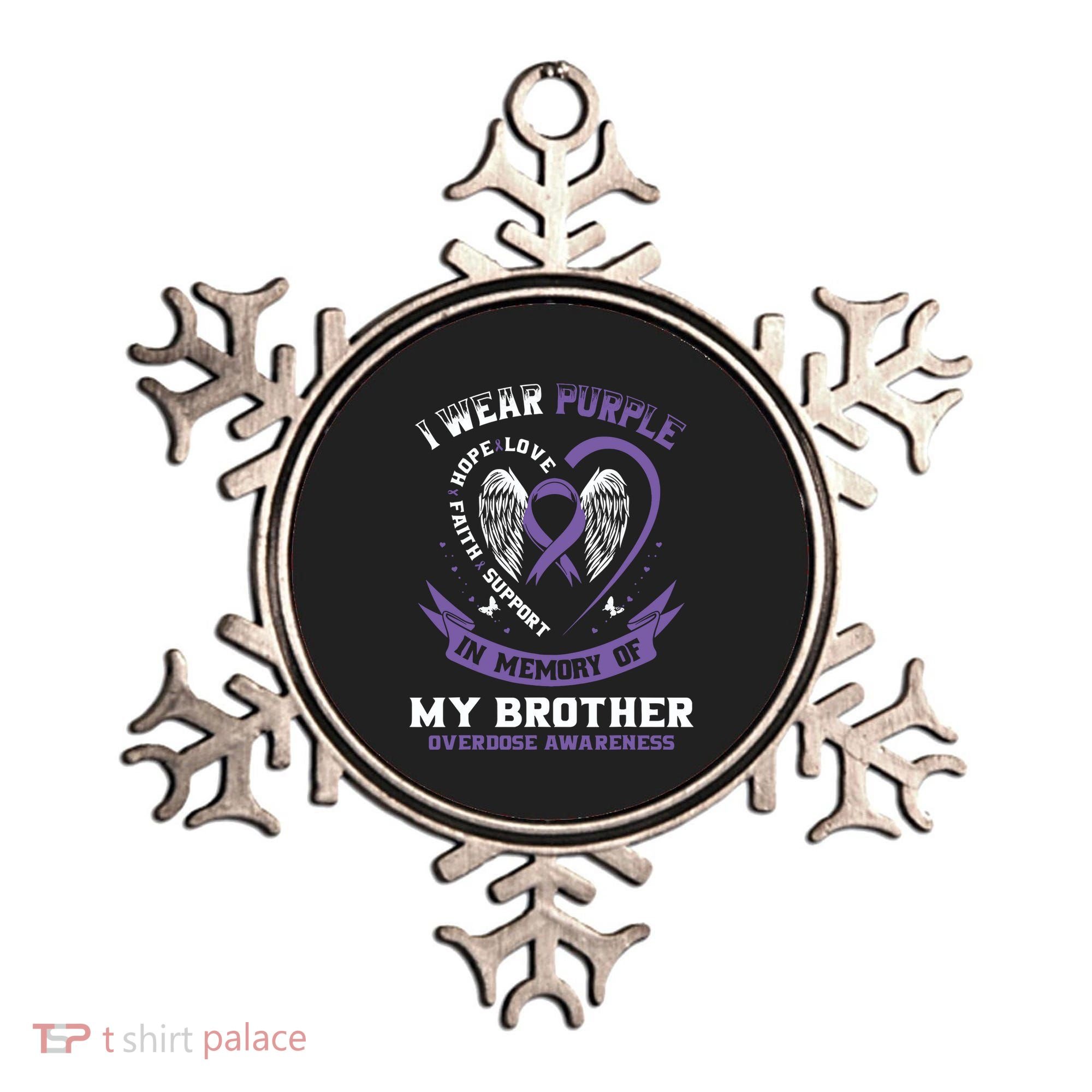Overdose Awarenessc In Memory Of Brother Purple Ribbon Ornament