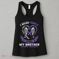 Overdose Awarenessc In Memory Of Brother Purple Ribbon Women's Tank Top thumb 3