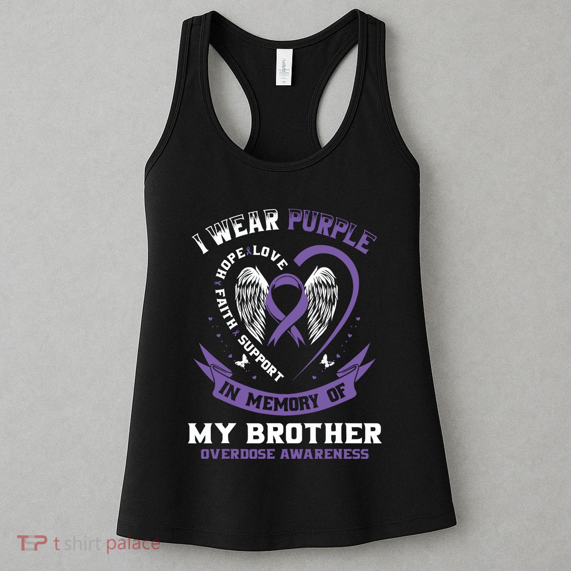 Overdose Awarenessc In Memory Of Brother Purple Ribbon Women's Tank Top