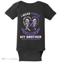 Overdose Awarenessc In Memory Of Brother Purple Ribbon Baby Bodysuit thumb 0