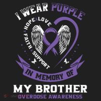 Overdose Awarenessc In Memory Of Brother Purple Ribbon Golf Towel thumb 3