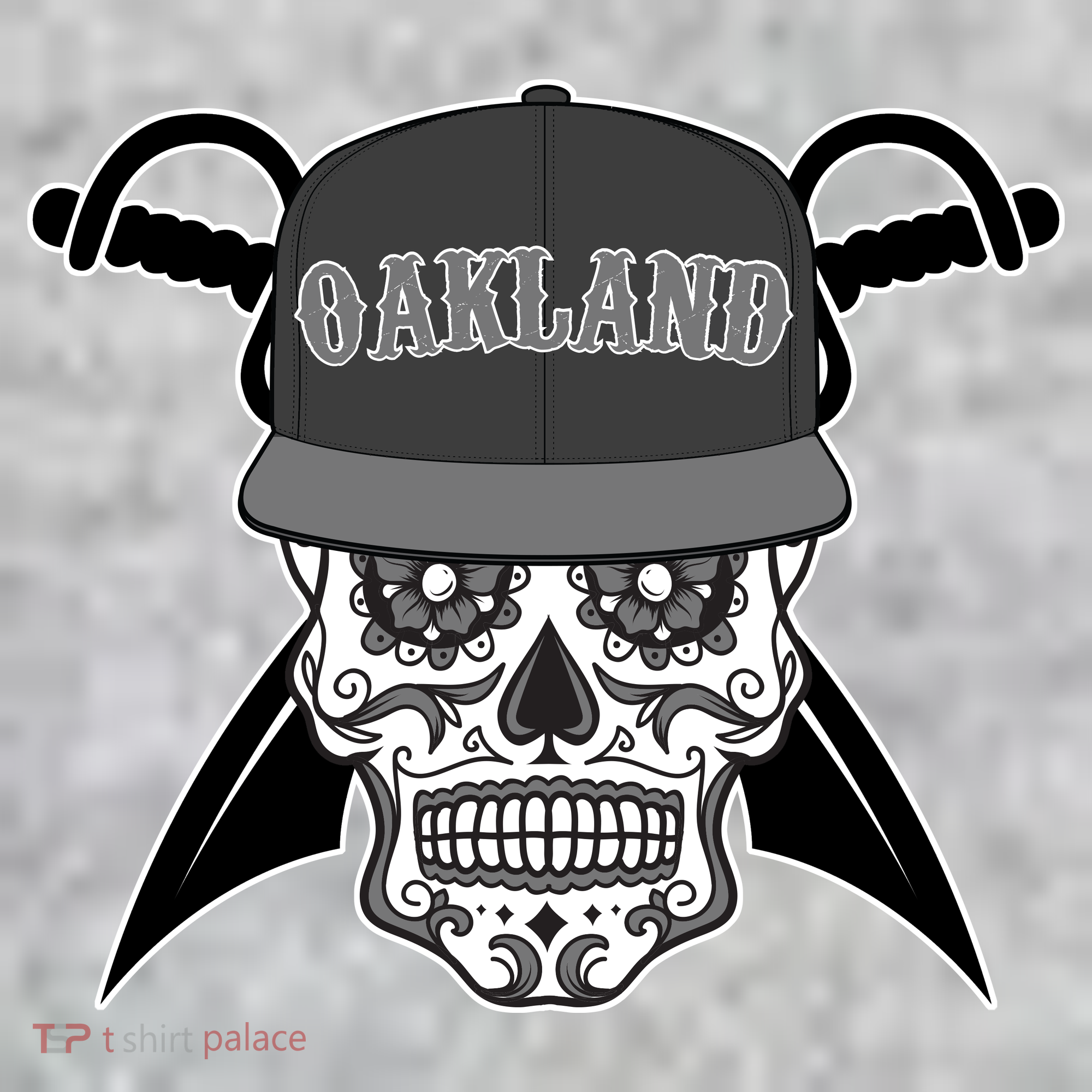 Oakland Day of The Dead Sugar Skull The Baniff Cuffed Pom Beanie