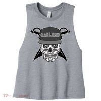 Oakland Day of The Dead Sugar Skull Women's Racerback Cropped Tank thumb 0