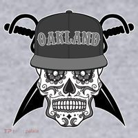 Oakland Day of The Dead Sugar Skull Women's Racerback Cropped Tank thumb 2