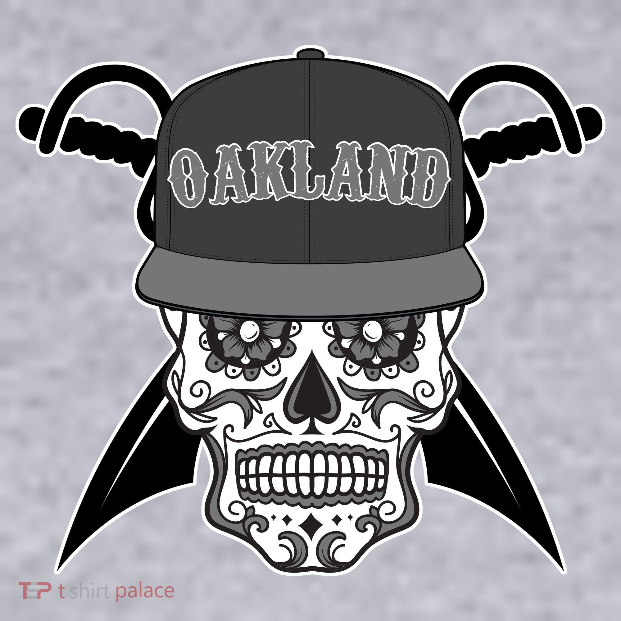 Oakland Day of The Dead Sugar Skull Women's Racerback Cropped Tank