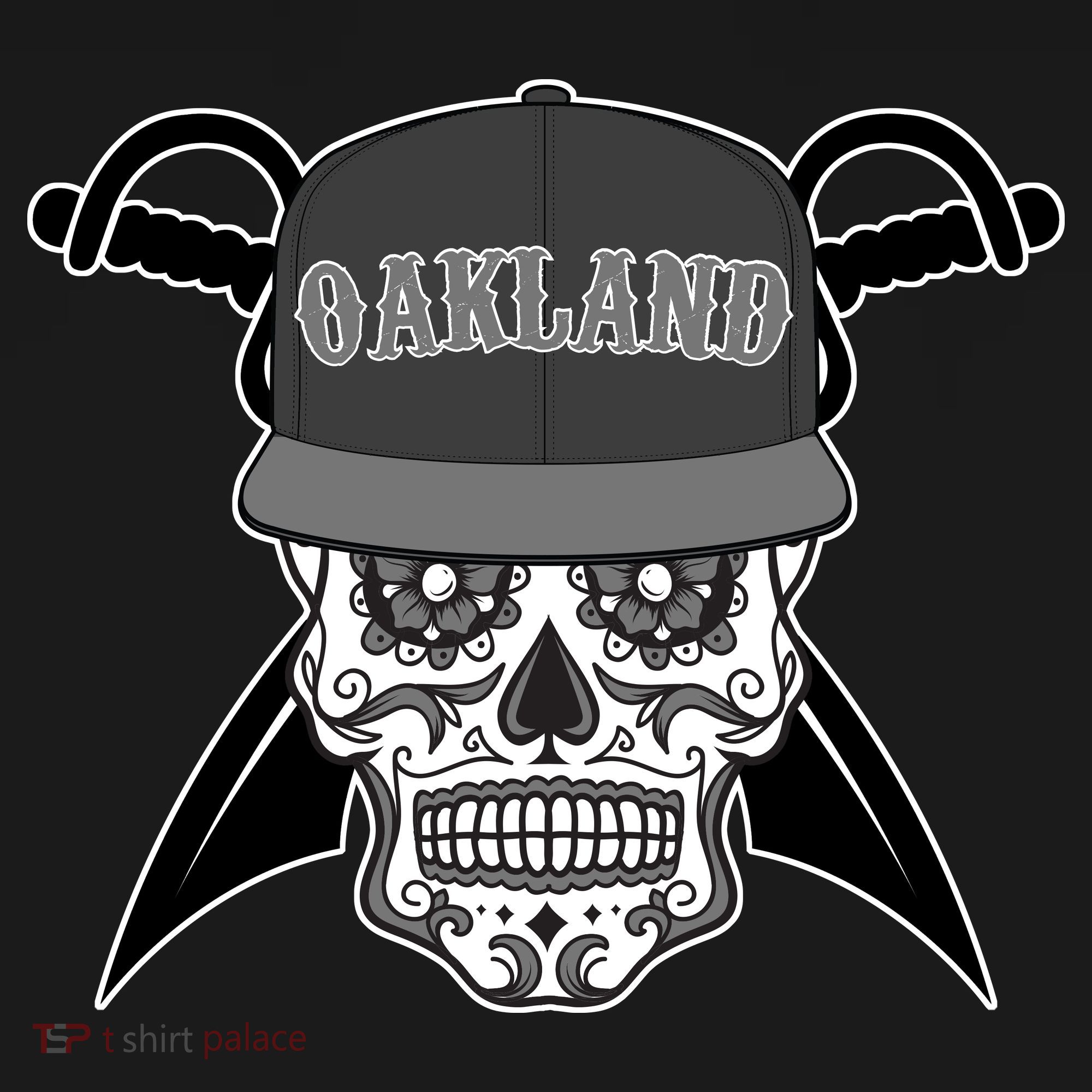 Oakland Day of The Dead Sugar Skull USA-Made Doggie Bandana