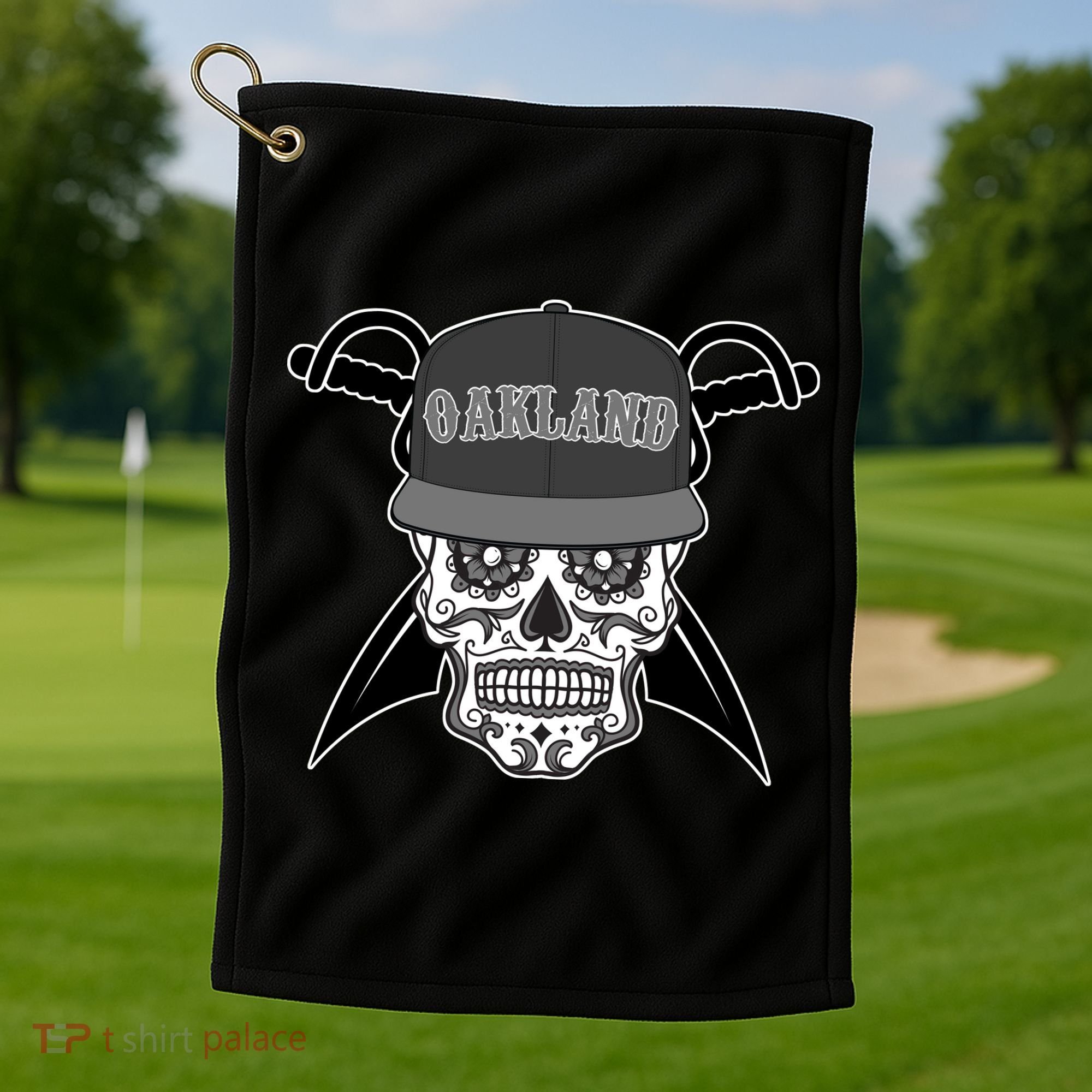 Oakland Day of The Dead Sugar Skull Golf Towel
