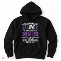 Overdose Awareness Lost Someone I Love Purple Ribbon Hoodie thumb 0