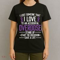 Overdose Awareness Lost Someone I Love Purple Ribbon T-Shirt thumb 4