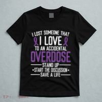 Overdose Awareness Lost Someone I Love Purple Ribbon T-Shirt thumb 5