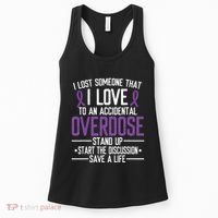 Overdose Awareness Lost Someone I Love Purple Ribbon Women's Tank Top thumb 0
