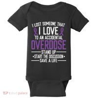 Overdose Awareness Lost Someone I Love Purple Ribbon Baby Bodysuit thumb 0