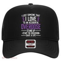Overdose Awareness Lost Someone I Love Purple Ribbon Hat thumb 0