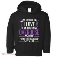 Overdose Awareness Lost Someone I Love Purple Ribbon Toddler Hoodie thumb 0