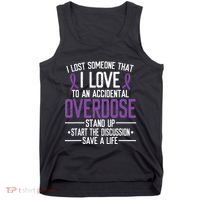 Overdose Awareness Lost Someone I Love Purple Ribbon Tank Top thumb 0