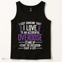 Overdose Awareness Lost Someone I Love Purple Ribbon Tank Top thumb 2