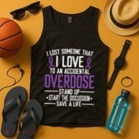 Overdose Awareness Lost Someone I Love Purple Ribbon Tank Top thumb 4