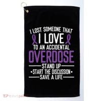 Overdose Awareness Lost Someone I Love Purple Ribbon Golf Towel thumb 0