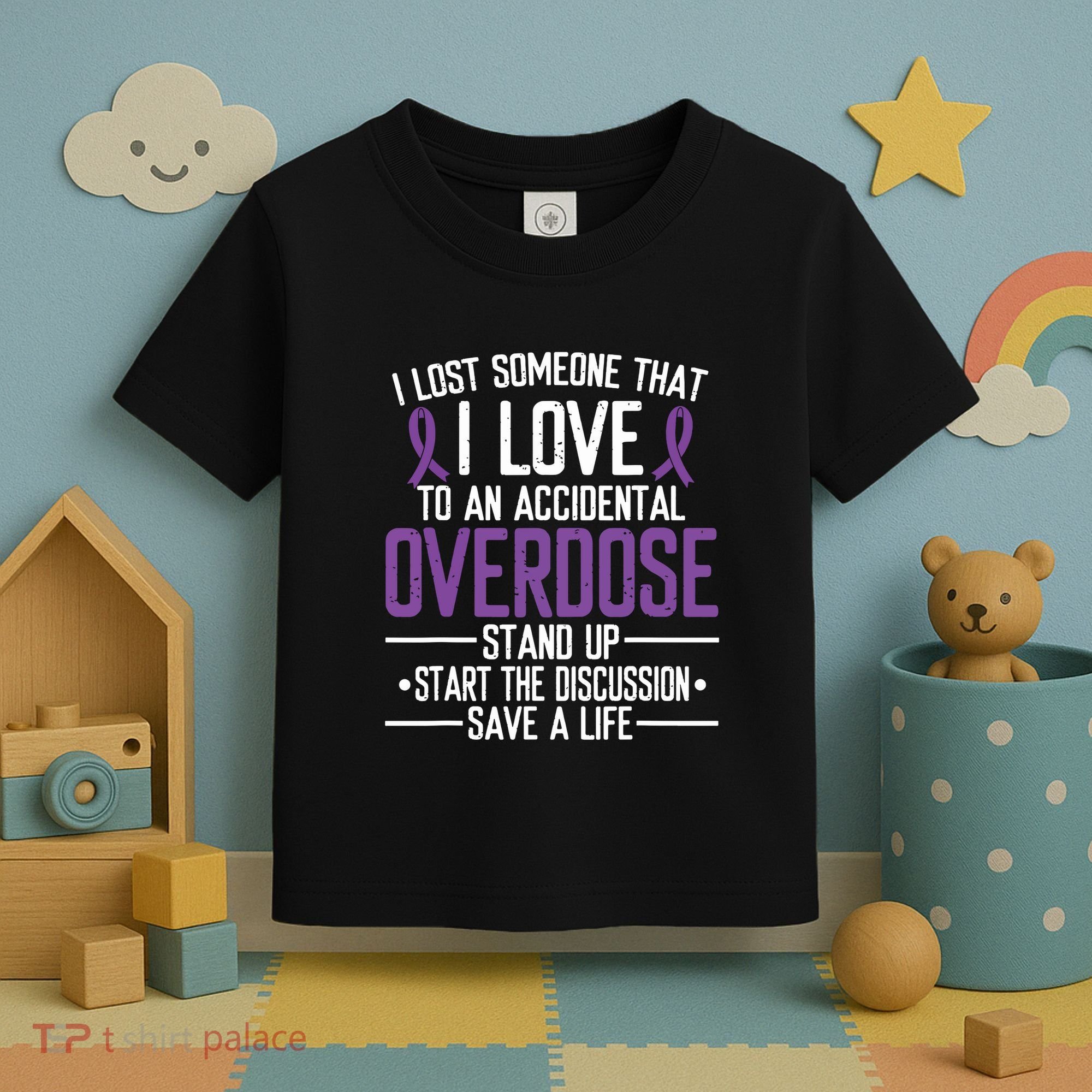 Overdose Awareness Lost Someone I Love Purple Ribbon Toddler T-Shirt
