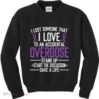 Overdose Awareness Lost Someone I Love Purple Ribbon Kids Sweatshirt thumb 0