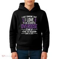 Overdose Awareness Lost Someone I Love Purple Ribbon Kids Hoodie thumb 4