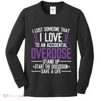 Overdose Awareness Lost Someone I Love Purple Ribbon Kids Long Sleeve Shirt thumb 0