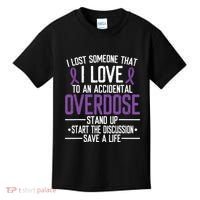 Overdose Awareness Lost Someone I Love Purple Ribbon Kids T-Shirt thumb 0