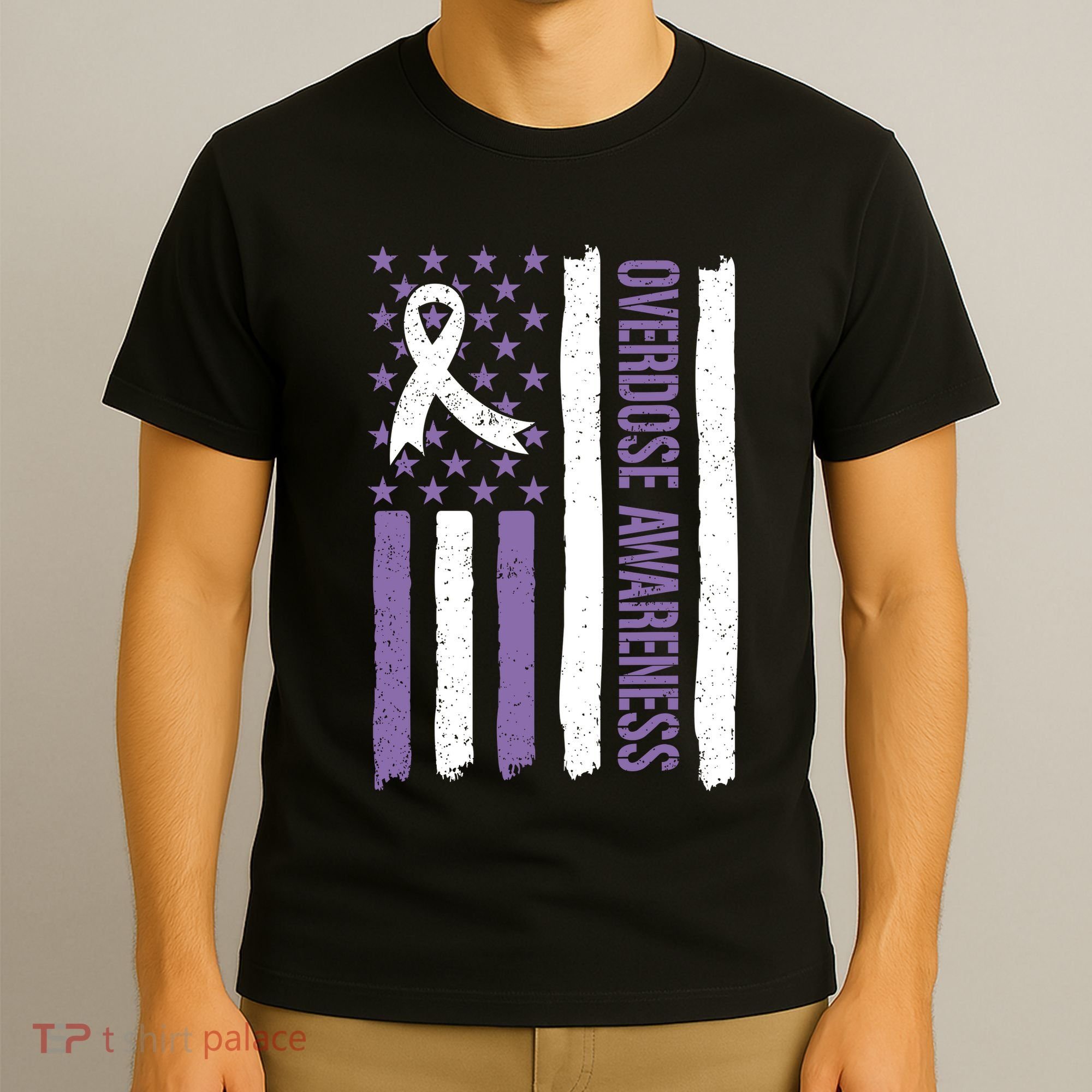 Overdose Awareness Month Flag Purple For Men And Women T-Shirt