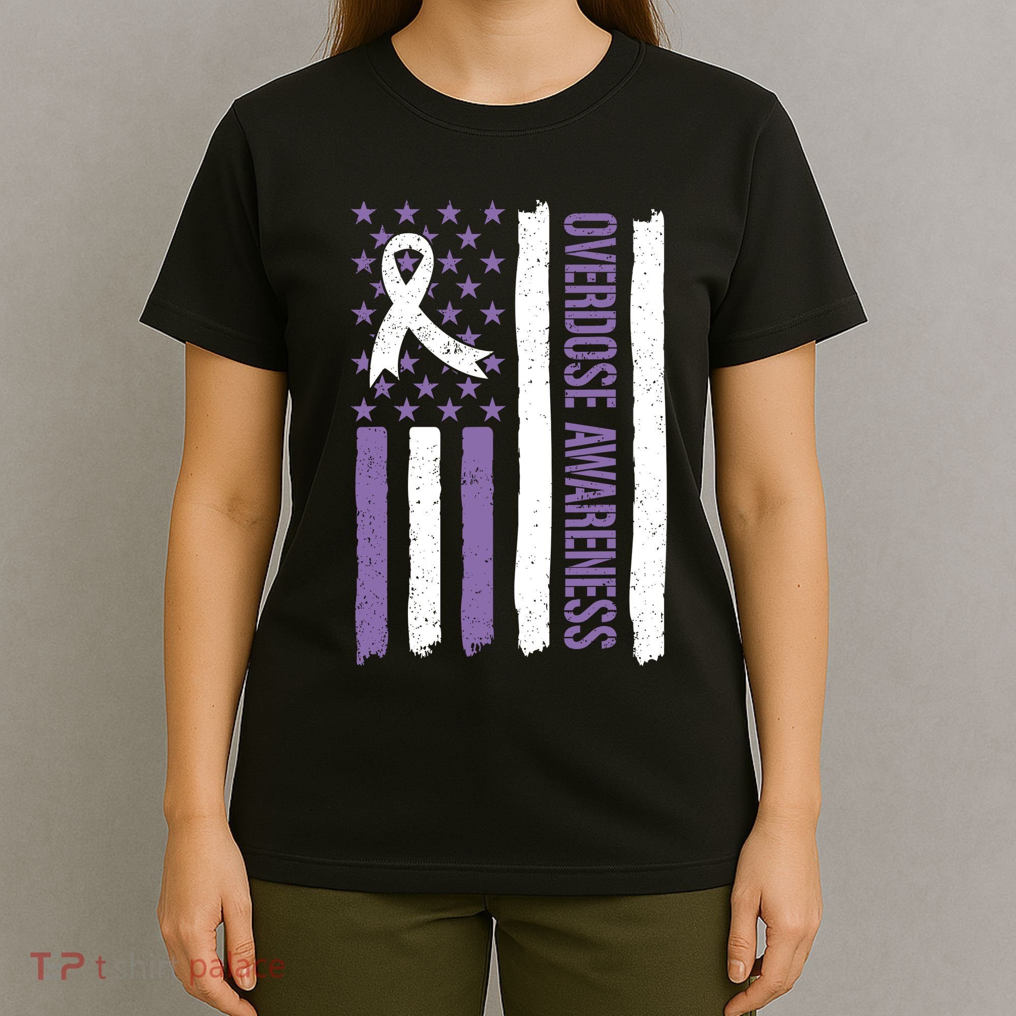 Overdose Awareness Month Flag Purple For Men And Women T-Shirt