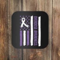 Overdose Awareness Month Flag Purple For Men And Women Coaster thumb 0