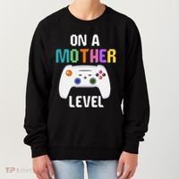 On A Mother Level Up Mothers Day Gamer Mom Retro Controller Gift Women's Sweatshirt thumb 0