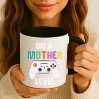 On A Mother Level Up Mothers Day Gamer Mom Retro Controller Gift Coffee Mug thumb 3