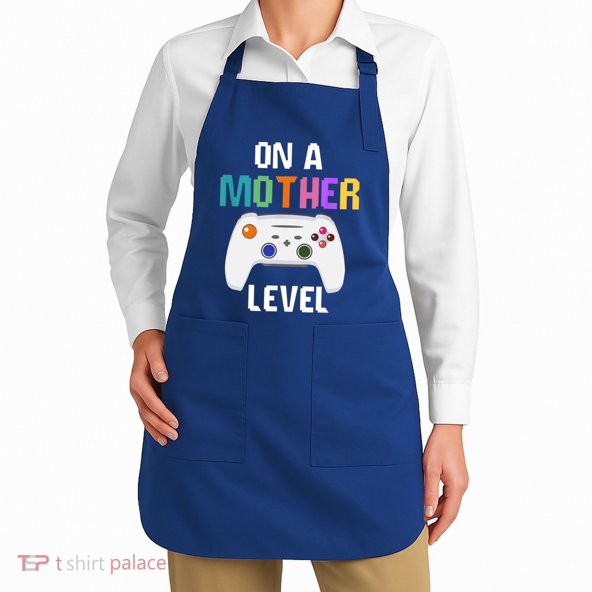 On A Mother Level Up Mothers Day Gamer Mom Retro Controller Gift Apron