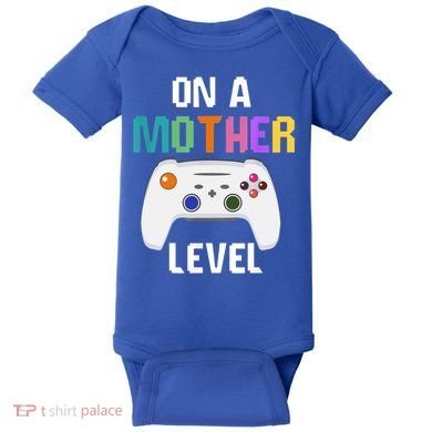 On A Mother Level Up Mothers Day Gamer Mom Retro Controller Gift Baby Bodysuit