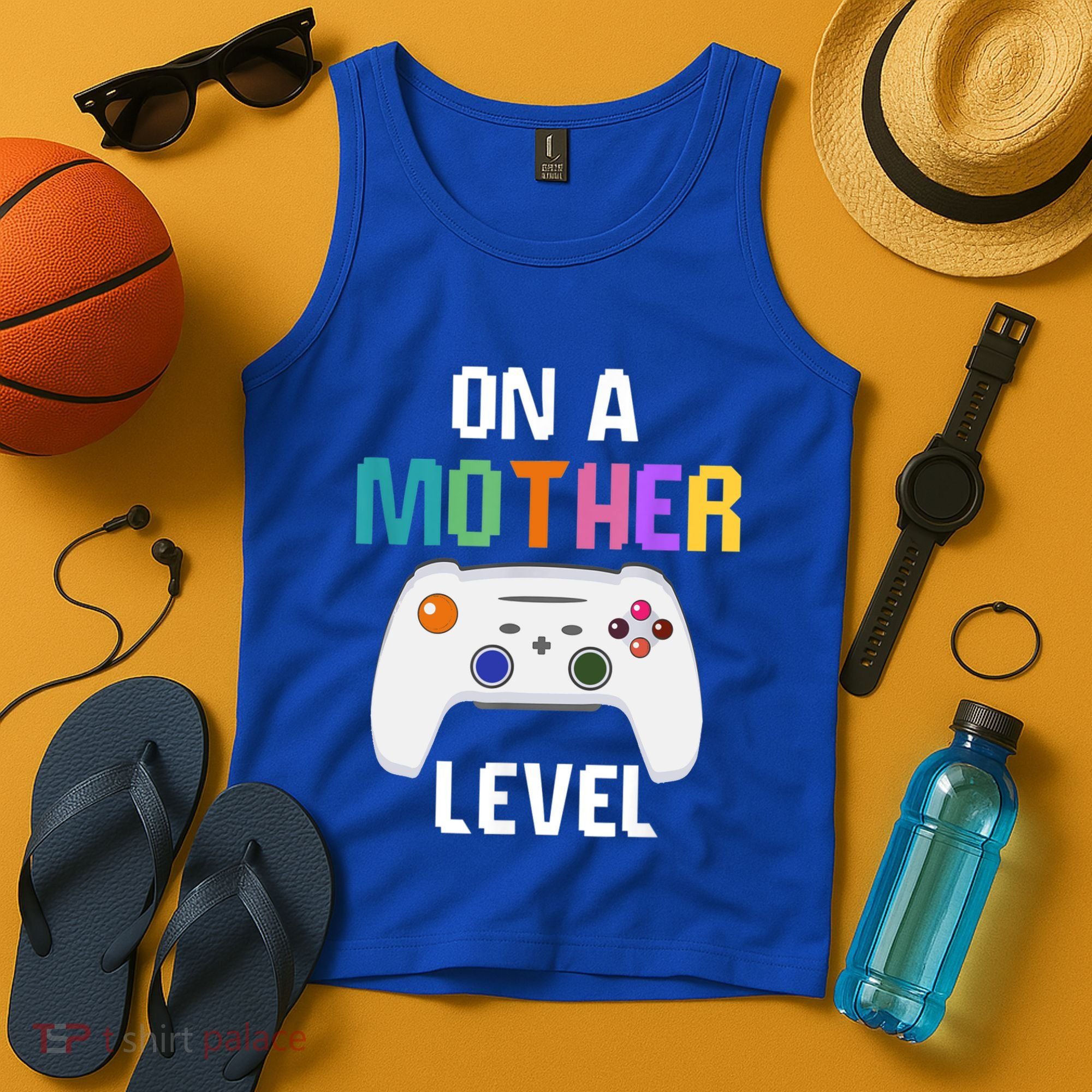 On A Mother Level Up Mothers Day Gamer Mom Retro Controller Gift Tank Top