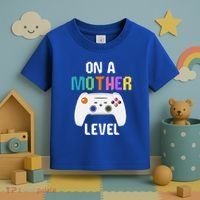 On A Mother Level Up Mothers Day Gamer Mom Retro Controller Gift Toddler T-Shirt thumb 3