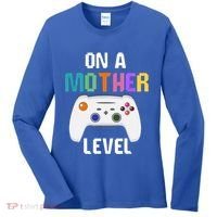 On A Mother Level Up Mothers Day Gamer Mom Retro Controller Gift Women's Long Sleeve Shirt thumb 0