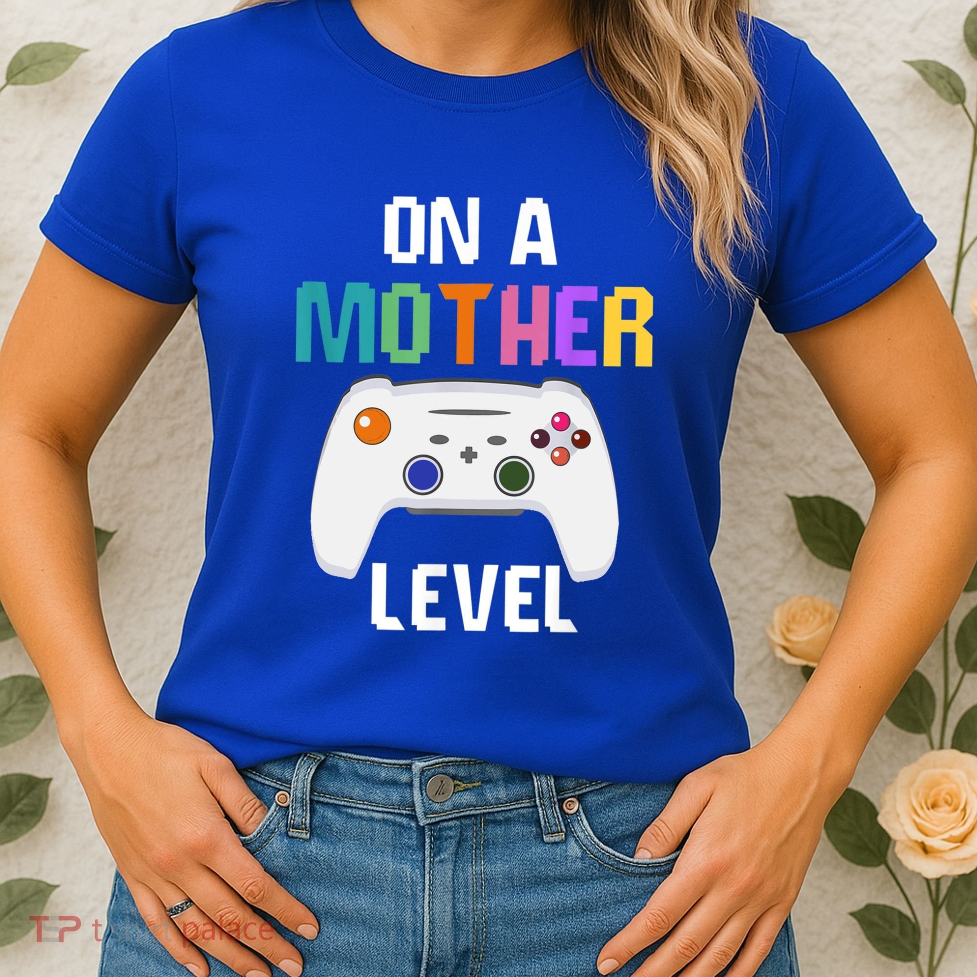 On A Mother Level Up Mothers Day Gamer Mom Retro Controller Gift Women's T-Shirt